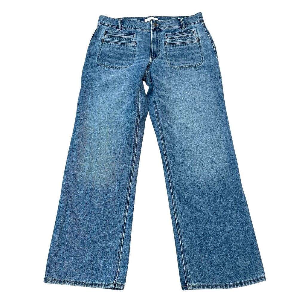 Loft The Relaxed Straight Jean 28/6 Patch Pocket Medium Wash Mid Rise Zip Fly